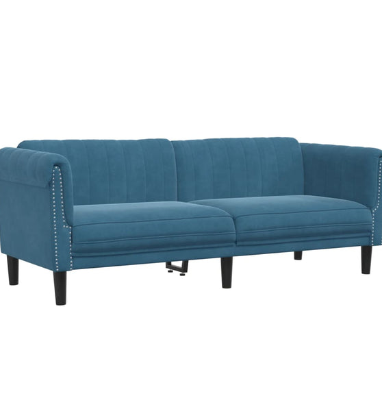 Sofa 3-Sitzer Blau Samt