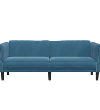Sofa 3-Sitzer Blau Samt