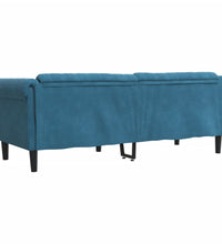 Sofa 3-Sitzer Blau Samt