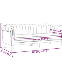 Sofa 3-Sitzer Blau Samt
