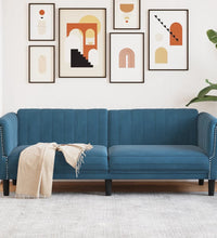 Sofa 3-Sitzer Blau Samt