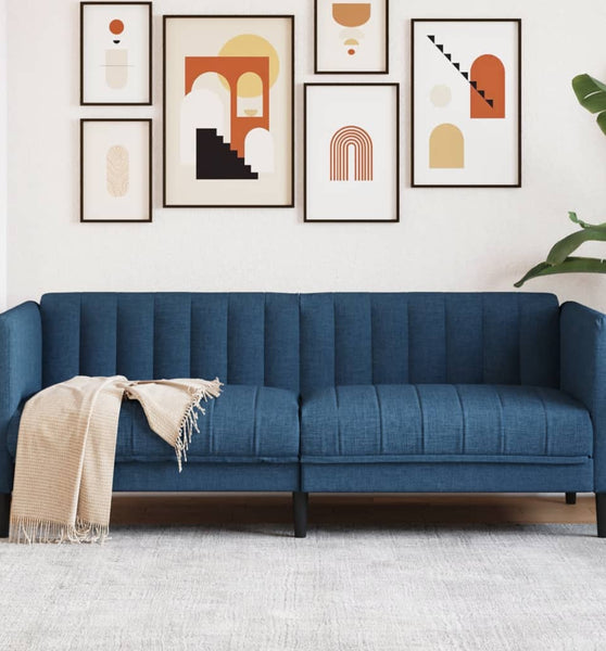 Sofa 2-Sitzer Blau Stoff