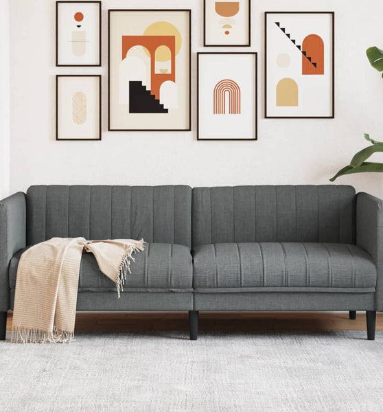 Sofa 3-Sitzer Dunkelgrau Stoff