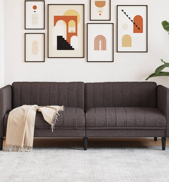 Sofa 3-Sitzer Dunkelbraun Stoff