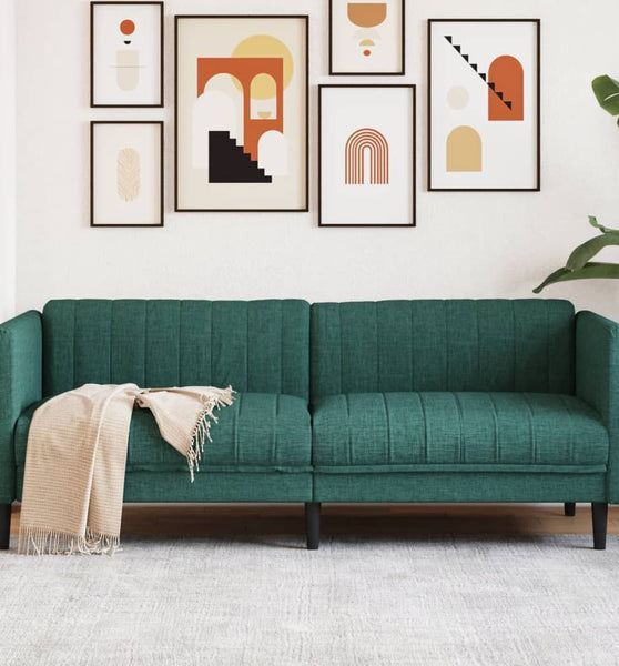 Sofa 3-Sitzer Dunkelgrün Stoff