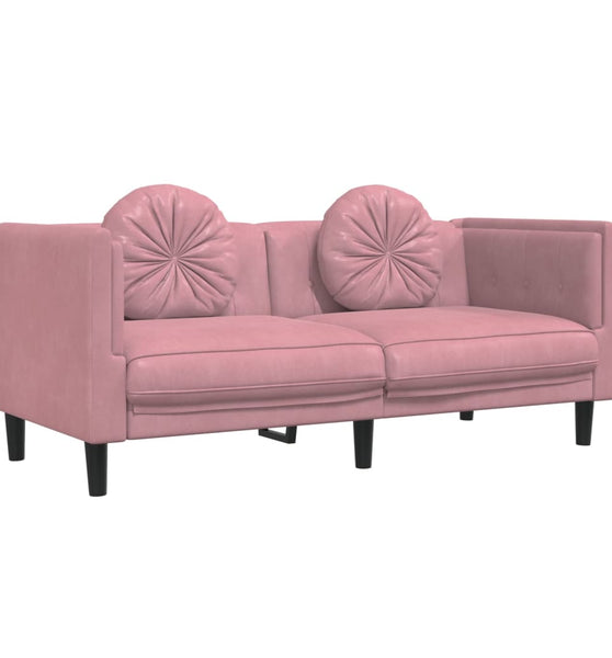 Sofa mit Kissen 2-Sitzer Rosa Samt
