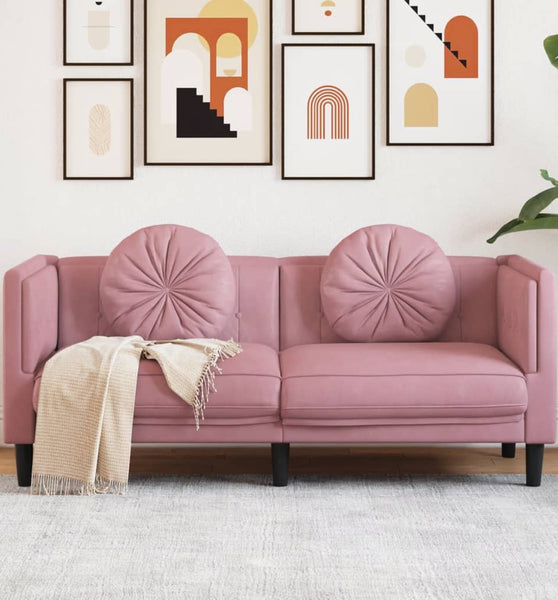 Sofa mit Kissen 2-Sitzer Rosa Samt