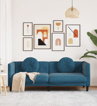 Sofa mit Kissen 3-Sitzer Blau Samt