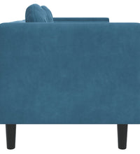 Sofa mit Kissen 3-Sitzer Blau Samt