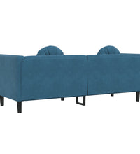 Sofa mit Kissen 3-Sitzer Blau Samt