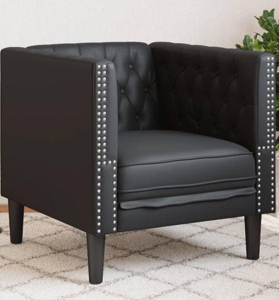 Chesterfield-Sessel Schwarz Kunstleder