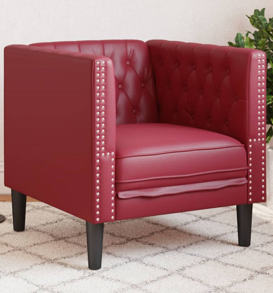 Chesterfield-Sessel Weinrot Kunstleder