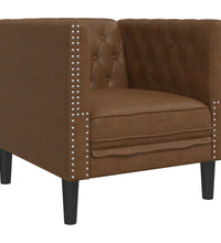 Chesterfield-Sessel Braun Kunstleder in Wildleder-Optik