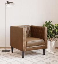 Chesterfield-Sessel Braun Kunstleder in Wildleder-Optik