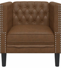Chesterfield-Sessel Braun Kunstleder in Wildleder-Optik
