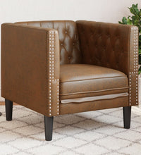 Chesterfield-Sessel Braun Kunstleder in Wildleder-Optik