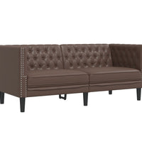 Chesterfield-Sofa 2-Sitzer Braun Kunstleder