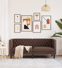 Chesterfield-Sofa 2-Sitzer Braun Kunstleder