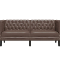 Chesterfield-Sofa 2-Sitzer Braun Kunstleder