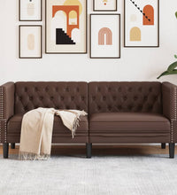 Chesterfield-Sofa 2-Sitzer Braun Kunstleder