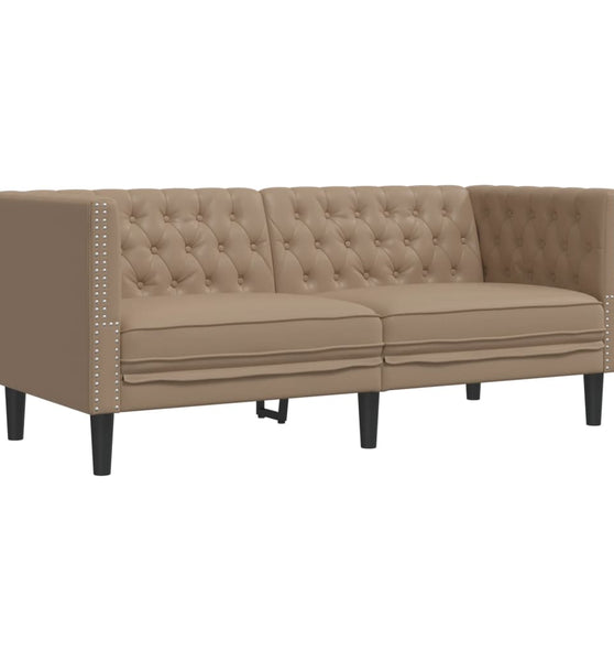 Chesterfield-Sofa 2-Sitzer Cappuccino Kunstleder