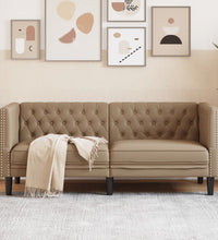 Chesterfield-Sofa 2-Sitzer Cappuccino Kunstleder