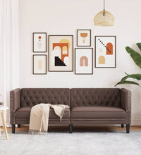 Chesterfield-Sofa 3-Sitzer Braun Kunstleder