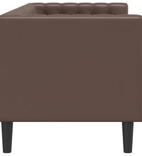 Chesterfield-Sofa 3-Sitzer Braun Kunstleder