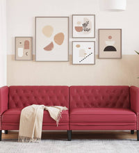 Chesterfield-Sofa 3-Sitzer Weinrot Kunstleder