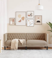 Chesterfield-Sofa 3-Sitzer Cappuccino Kunstleder