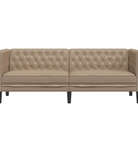 Chesterfield-Sofa 3-Sitzer Cappuccino Kunstleder