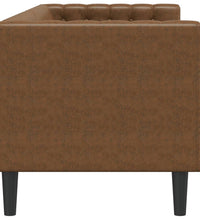 Chesterfield-Sofa 3-Sitzer Braun Kunstleder in Wildleder-Optik