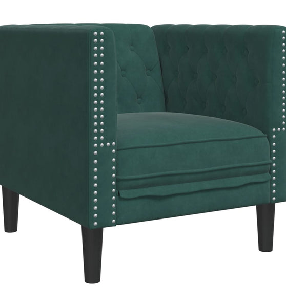 Chesterfield-Sessel Dunkelgrün Samt