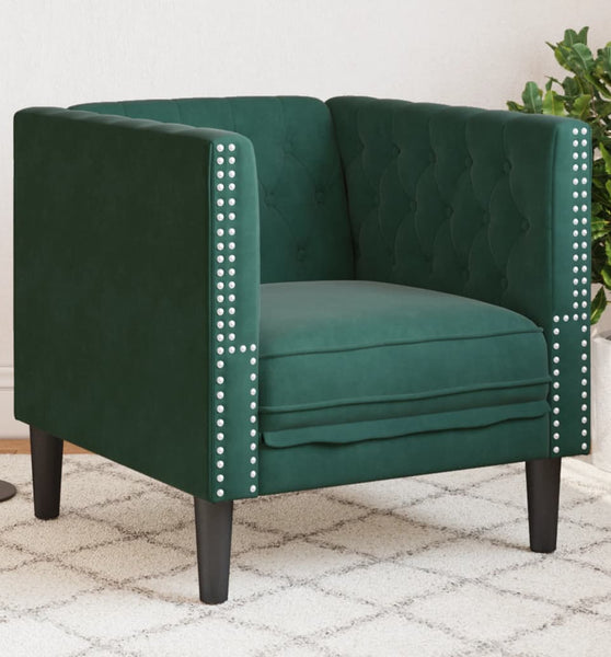 Chesterfield-Sessel Dunkelgrün Samt
