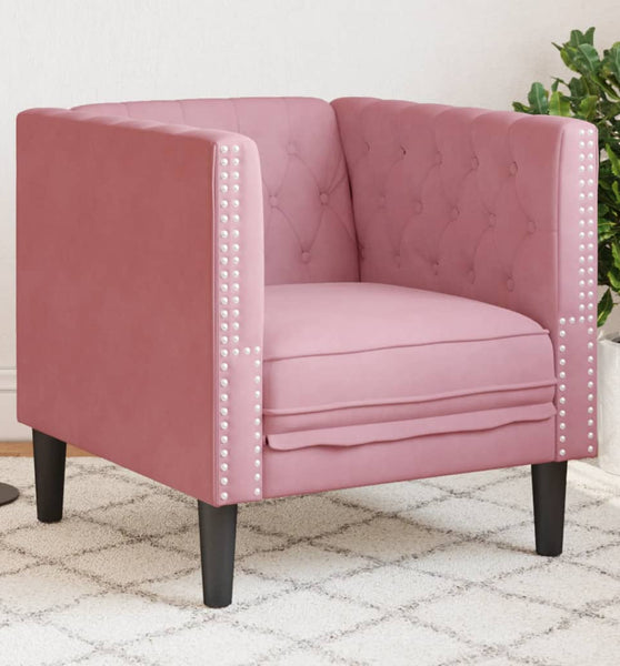 Chesterfield-Sessel Rosa Samt