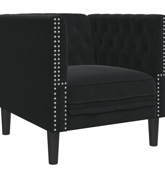 Chesterfield-Sessel Schwarz Samt