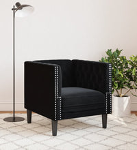 Chesterfield-Sessel Schwarz Samt