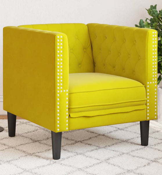 Chesterfield-Sessel Gelb Samt