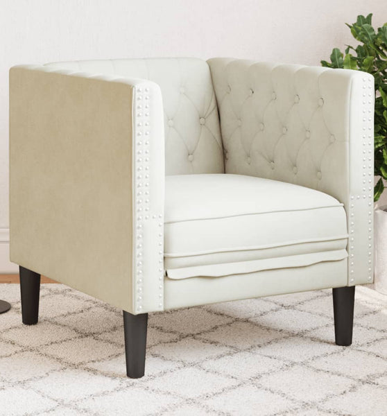 Chesterfield-Sessel Creme Samt