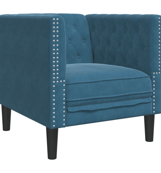 Chesterfield-Sessel Blau Samt