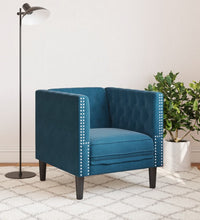 Chesterfield-Sessel Blau Samt