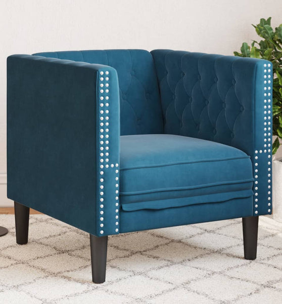 Chesterfield-Sessel Blau Samt