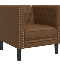 Chesterfield-Sessel Braun Kunstleder in Wildleder-Optik