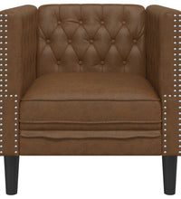Chesterfield-Sessel Braun Kunstleder in Wildleder-Optik