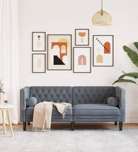 Chesterfield-Sofa mit Nackenrollen 2-Sitzer Dunkelgrau Samt