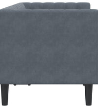 Chesterfield-Sofa mit Nackenrollen 2-Sitzer Dunkelgrau Samt