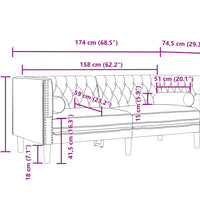 Chesterfield-Sofa mit Nackenrollen 2-Sitzer Dunkelgrau Samt