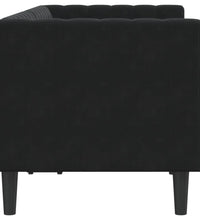 Chesterfield-Sofa mit Nackenrollen 2-Sitzer Schwarz Samt