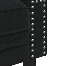 Chesterfield-Sofa mit Nackenrollen 2-Sitzer Schwarz Samt