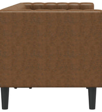 Chesterfield-Sofa 2-Sitzer Braun Kunstleder in Wildleder-Optik